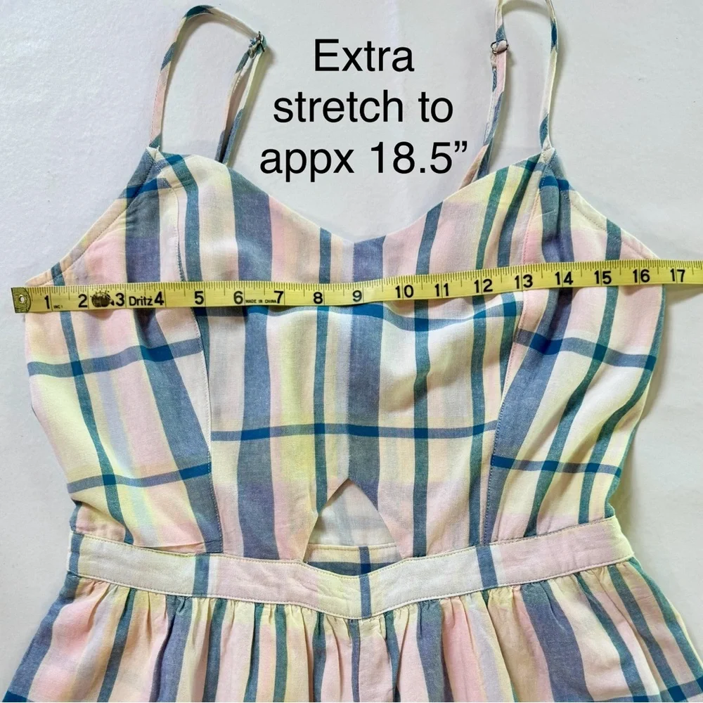 NWT Plaid Sleeveless Lined True Craft Romper with Pockets (M) - Picture 10 of 17